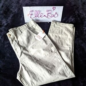 NWT Knox Rose Sage Green  Straight Leg High Rise Stretch Denim Pant XXL